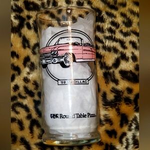 Vintage Round Table Pizza Collectible Pink '59 Cadillac Glass Rockabilly